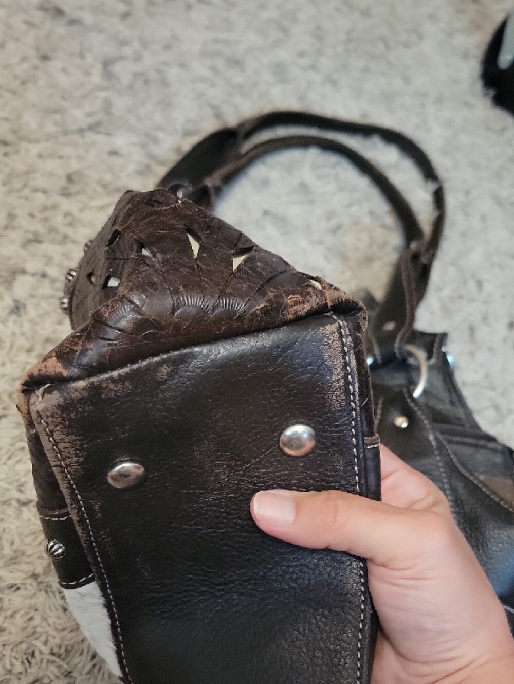 American West Genuine Leather Dark Brown Handbag - Picture 14 of 16